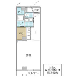 ヴィラ梅香 1Kの間取図画像