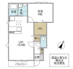 ヴァレンティーナB 1LDKの間取図画像