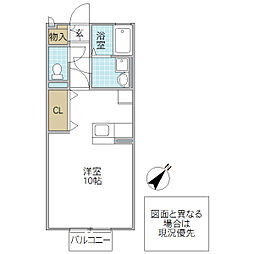 メゾンボナールB ワンルームの間取図画像