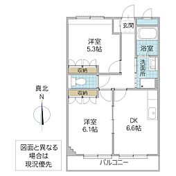 サンプレイスK 2DKの間取図画像