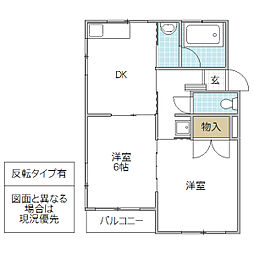 グリーンハイツ 2DKの間取図画像