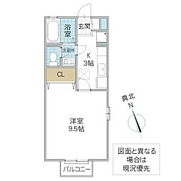 サンフィールC 1Kの間取図画像
