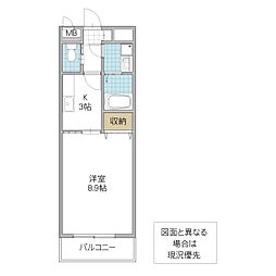 プレスト水戸中央 1Kの間取図画像