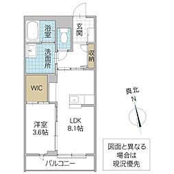 エクラシエ元吉田 1LDKの間取図画像