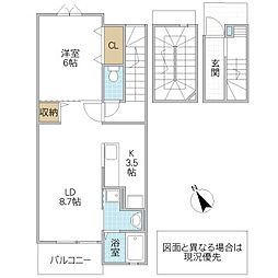 ブリーズガーデン1 1LDKの間取図画像