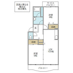パティオマンション2 2LDKの間取図画像