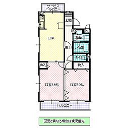 フォーライフヴィラ五軒町 2LDKの間取図画像