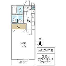 メロータウン 1Kの間取図画像