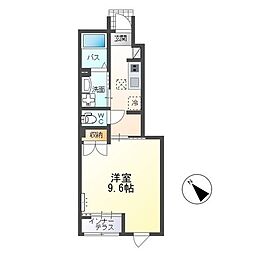 スカイハイム 1Kの間取図画像