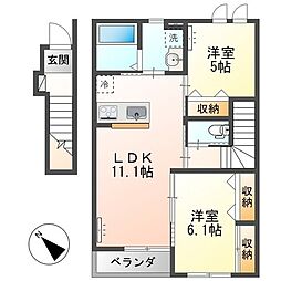 メゾンソレイユ(Maison Soleil) 2LDKの間取図画像