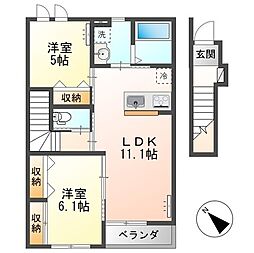 仮)元吉田町新築アパート 2LDKの間取図画像