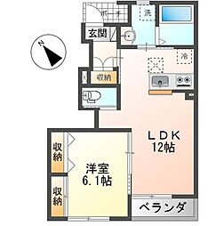 仮)元吉田町新築アパート 1LDKの間取図画像