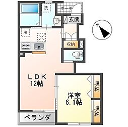 メゾンソレイユ(Maison Soleil) 1LDKの間取図画像