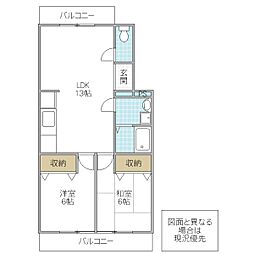 昭和コーポ 2LDKの間取図画像