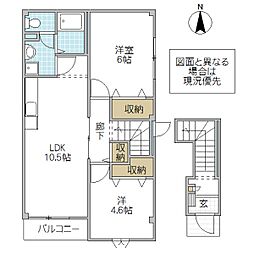 グリシーヌS 2LDKの間取図画像