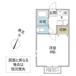 セカンドハウス2 1Kの間取図画像