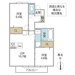D-roomリミテッド中根 2LDKの間取図画像