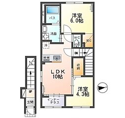 仮)水戸市平須町字尾猿塚新築アパート 2LDKの間取図画像