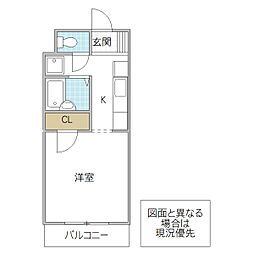 グレイスコート 1Kの間取図画像