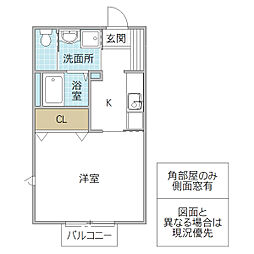 コンフォール・メゾンA 1Kの間取図画像