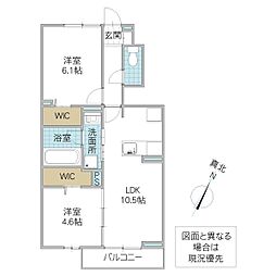 グランツィーモ 2LDKの間取図画像
