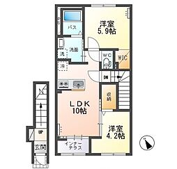 仮)水戸市笠原町新築アパート 2LDKの間取図画像