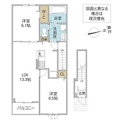 コート桜道 2LDKの間取図画像