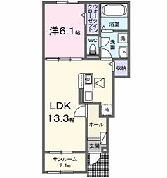 コート桜道 1LDKの間取図画像