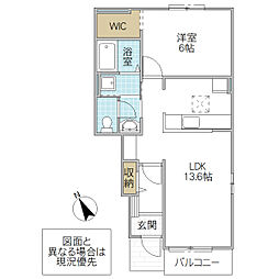 ゴールドリーフ2 1LDKの間取図画像