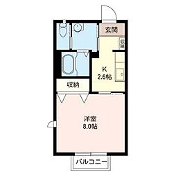 カントリーハウス 1Kの間取図画像