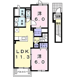 グリーンヴィラE 2LDKの間取図画像