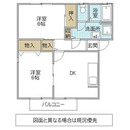 グランシャリオA 2DKの間取図画像
