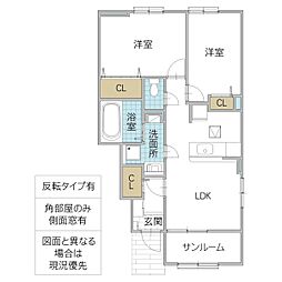 シャルマン若宮S 2LDKの間取図画像