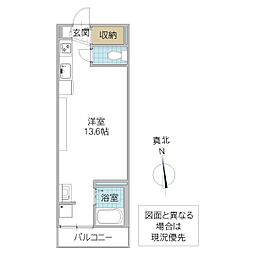 エミネンス・ハラA ワンルームの間取図画像