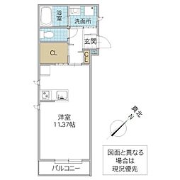 レーガベーネ勝田本町2 ワンルームの間取図画像