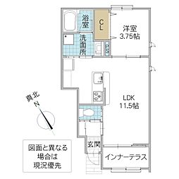 レーガベーネ堀口A 1LDKの間取図画像