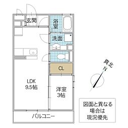 オーヴェルスエヒロ 1LDKの間取図画像