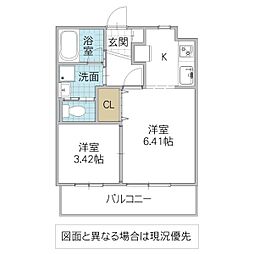 フォーライフヴィラ白帆 2Kの間取図画像