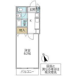 フォーライフヴィラ大工町 1Kの間取図画像