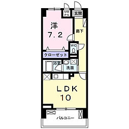 アーデントハウス元吉田 1LDKの間取図画像