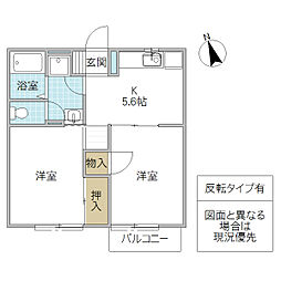 シャルマンC 2DKの間取図画像