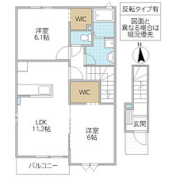メゾン・ド・リヴィエールD 2LDKの間取図画像