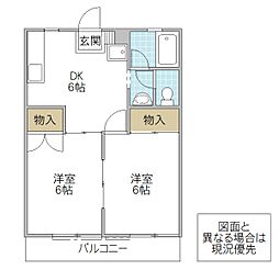 ムーンライトシックス 2DKの間取図画像