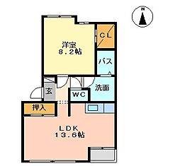 サンライズ東光台 1LDKの間取図画像