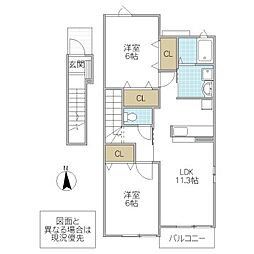 アプローズ・カーサA 2LDKの間取図画像