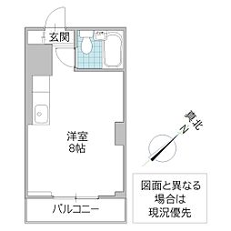 レスカールマンション ワンルームの間取図画像