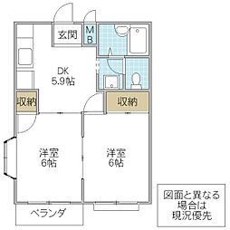 エルディム清水1 2DKの間取図画像