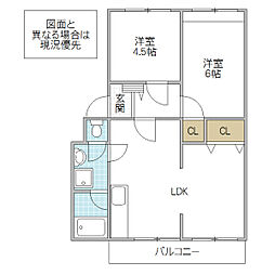武田マンション 2LDKの間取図画像