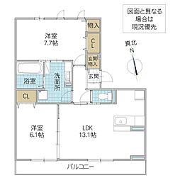 ルピナスヒルズ 2LDKの間取図画像