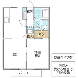 パナハイツ斎藤C 1LDKの間取図画像